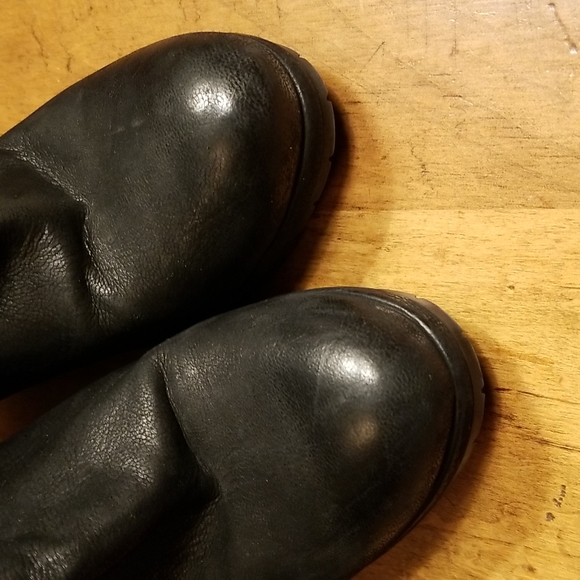 Prada black leather wedge boots booties 38.5 7.5 8 - Picture 6 of 10